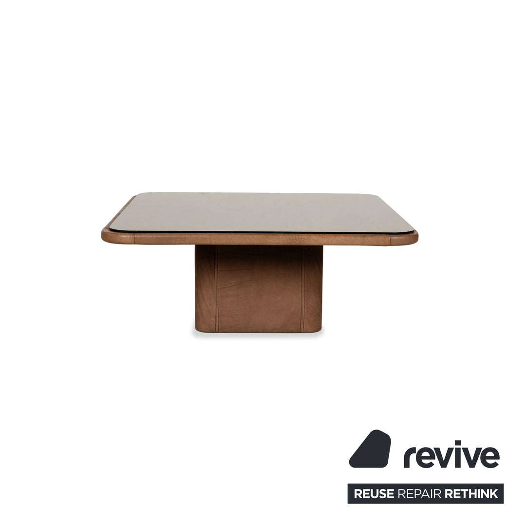 Table basse en cuir et verre marron De Sede DS-47
