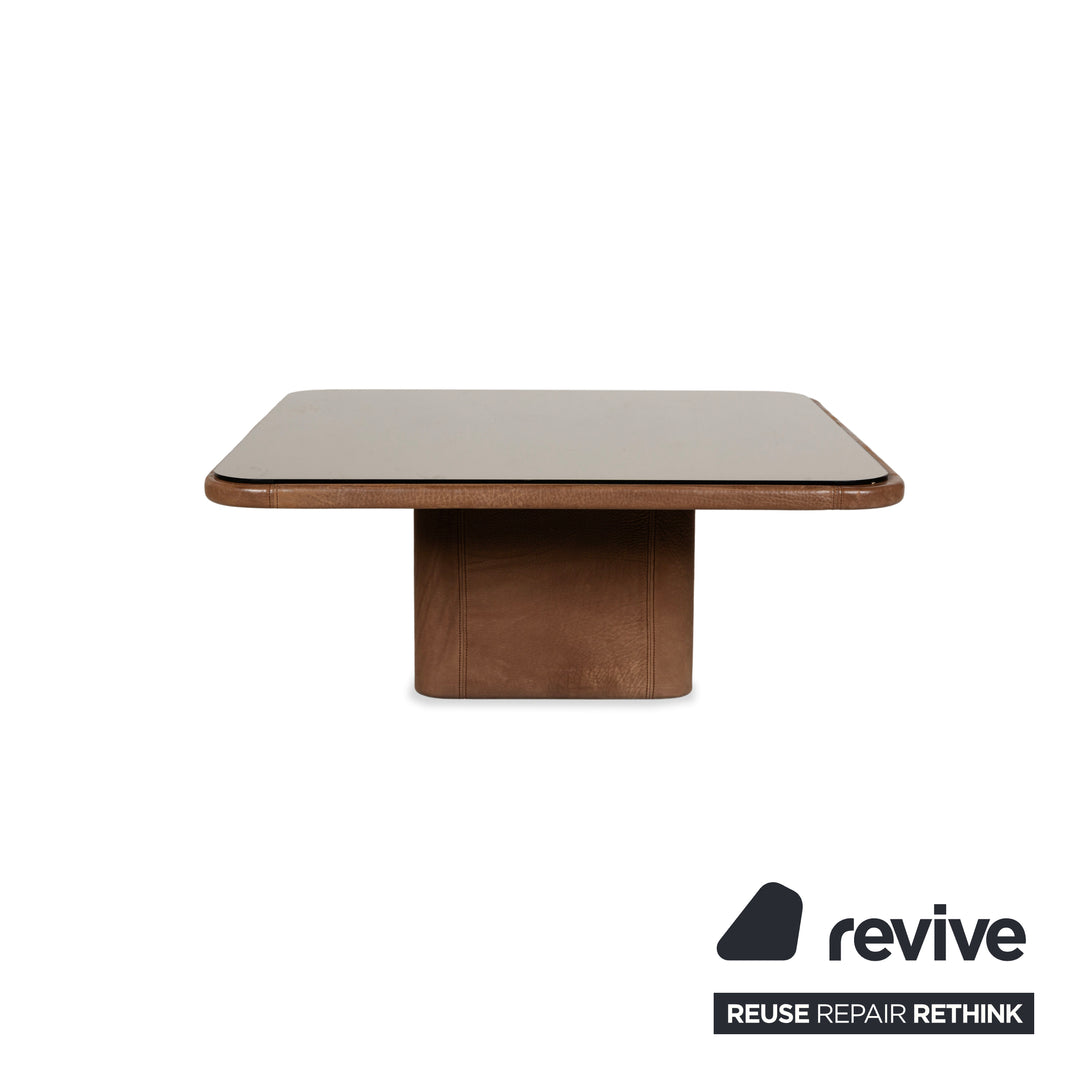 Table basse en cuir et verre marron De Sede DS-47