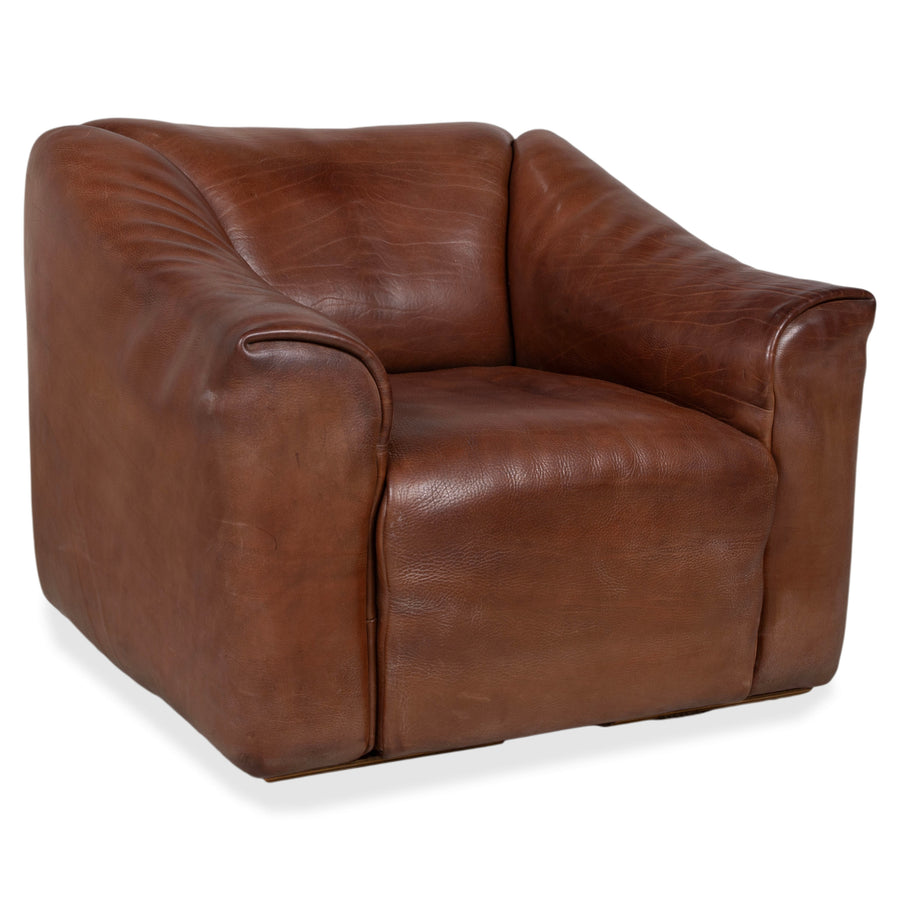 De Sede DS 47 Leather Armchair Brown Vintage Manual Function
