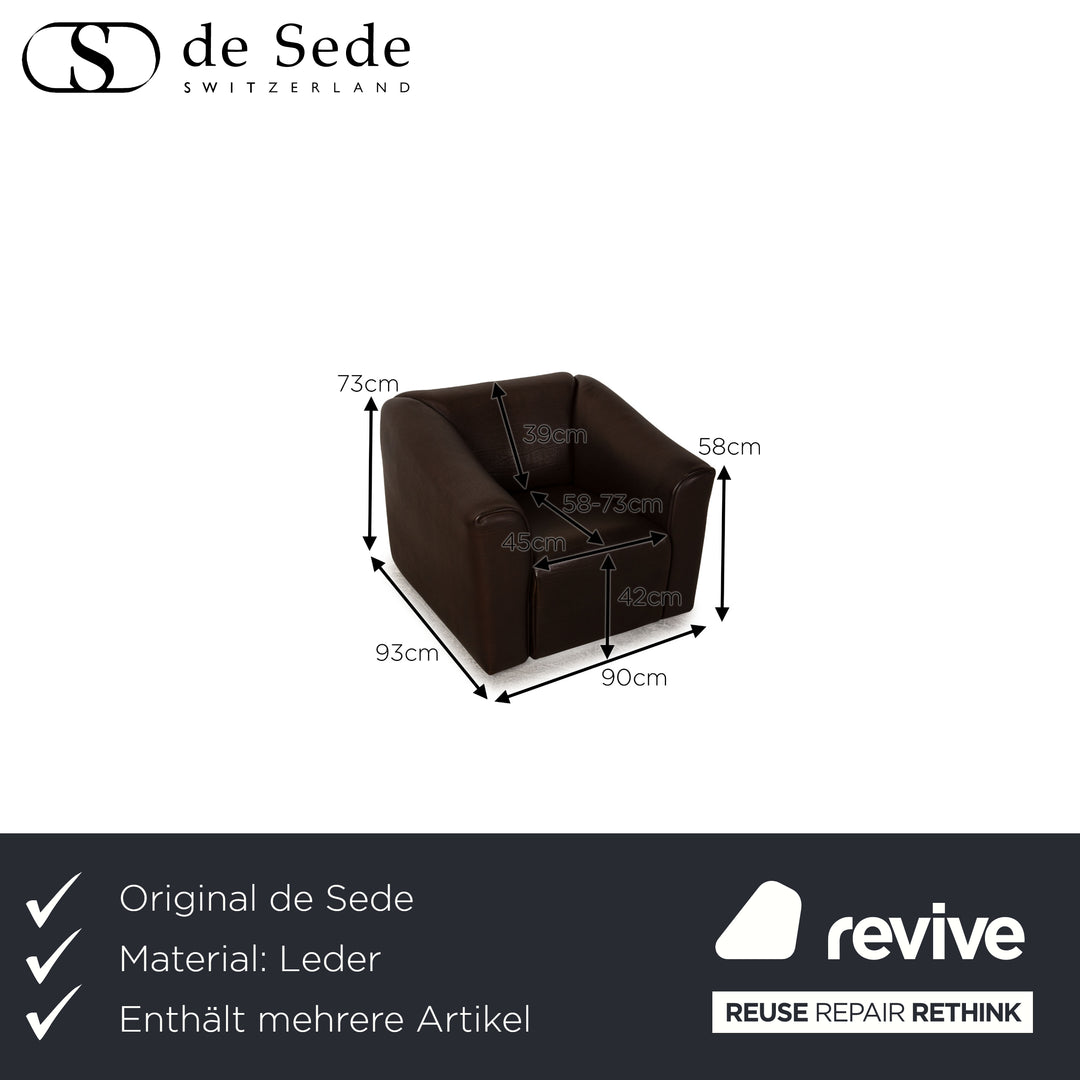 De Sede ds 47 Leder Sofa Garnitur Dunkelbraun Dreisitzer Zweisitzer Sessel Couch