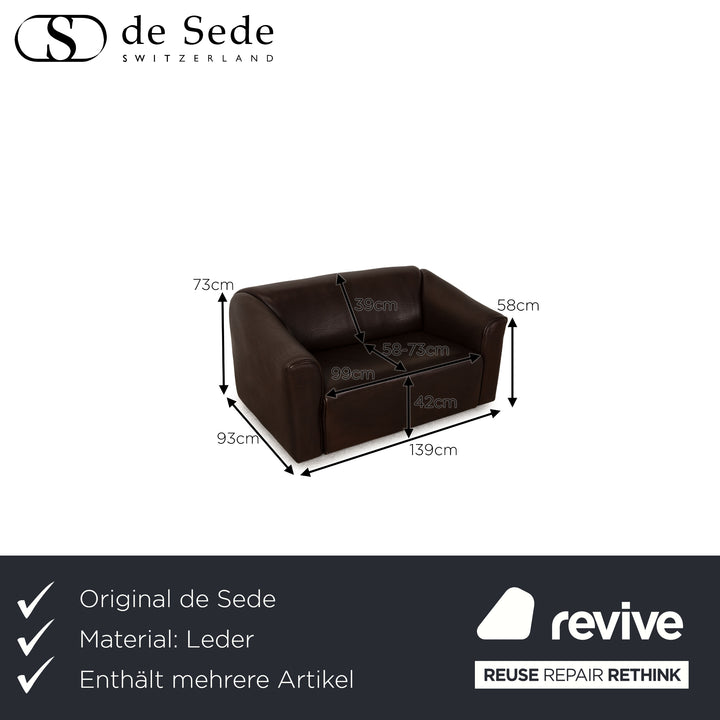 De Sede ds 47 Leder Sofa Garnitur Dunkelbraun Dreisitzer Zweisitzer Sessel Couch