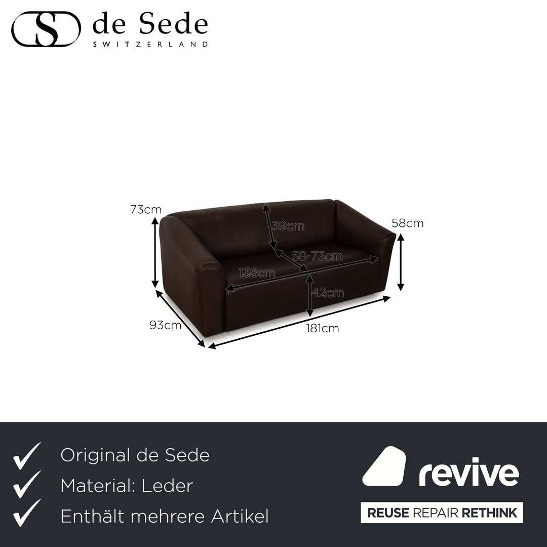 De Sede ds 47 Leder Sofa Garnitur Dunkelbraun Dreisitzer Zweisitzer Sessel Couch