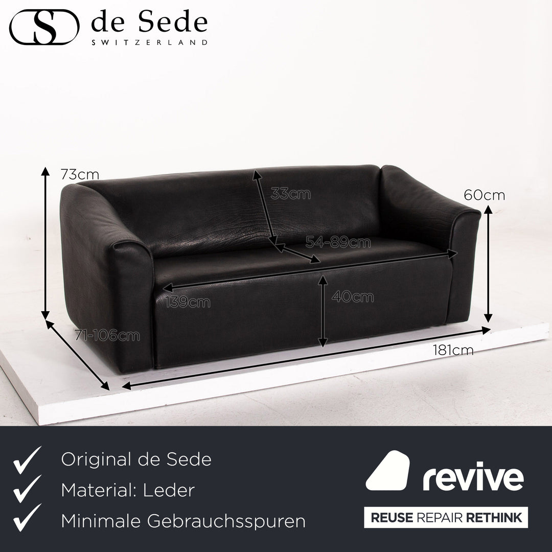 de Sede DS 47 Leder Sofa Schwarz Dreisitzer Couch #14490