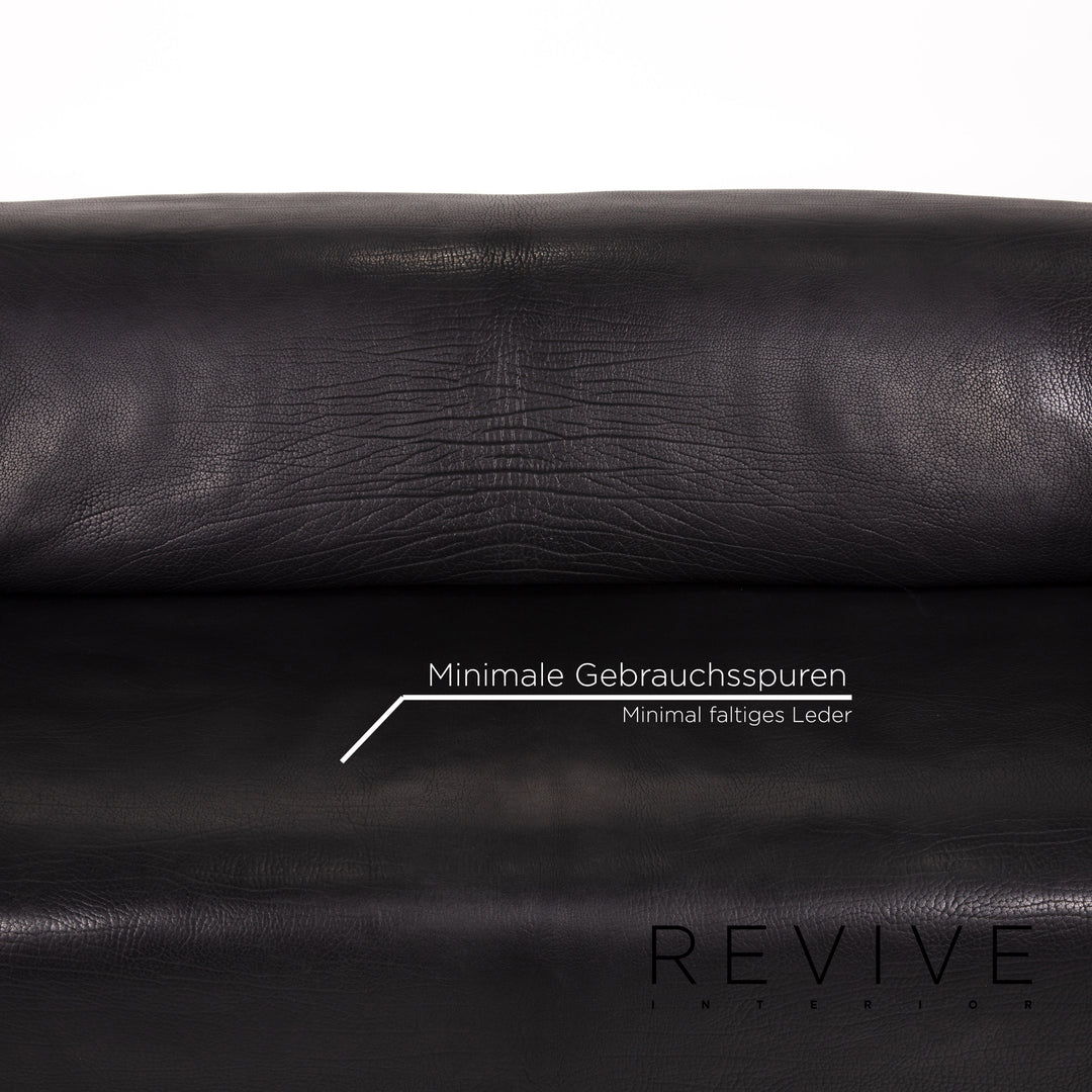 de Sede DS 47 Leder Sofa Schwarz Dreisitzer Couch #14490