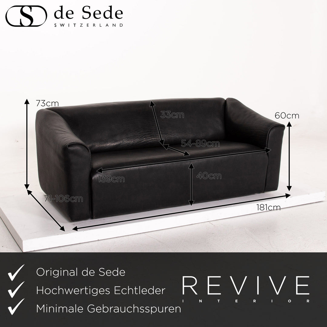 de Sede DS 47 Leder Sofa Schwarz Dreisitzer Couch #15286