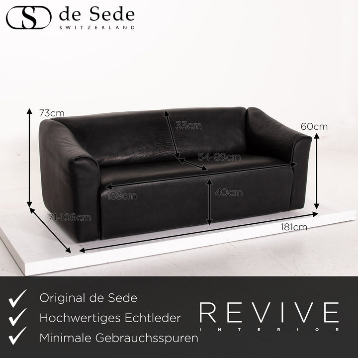 de Sede DS 47 Leder Sofa Schwarz Dreisitzer Couch #15286
