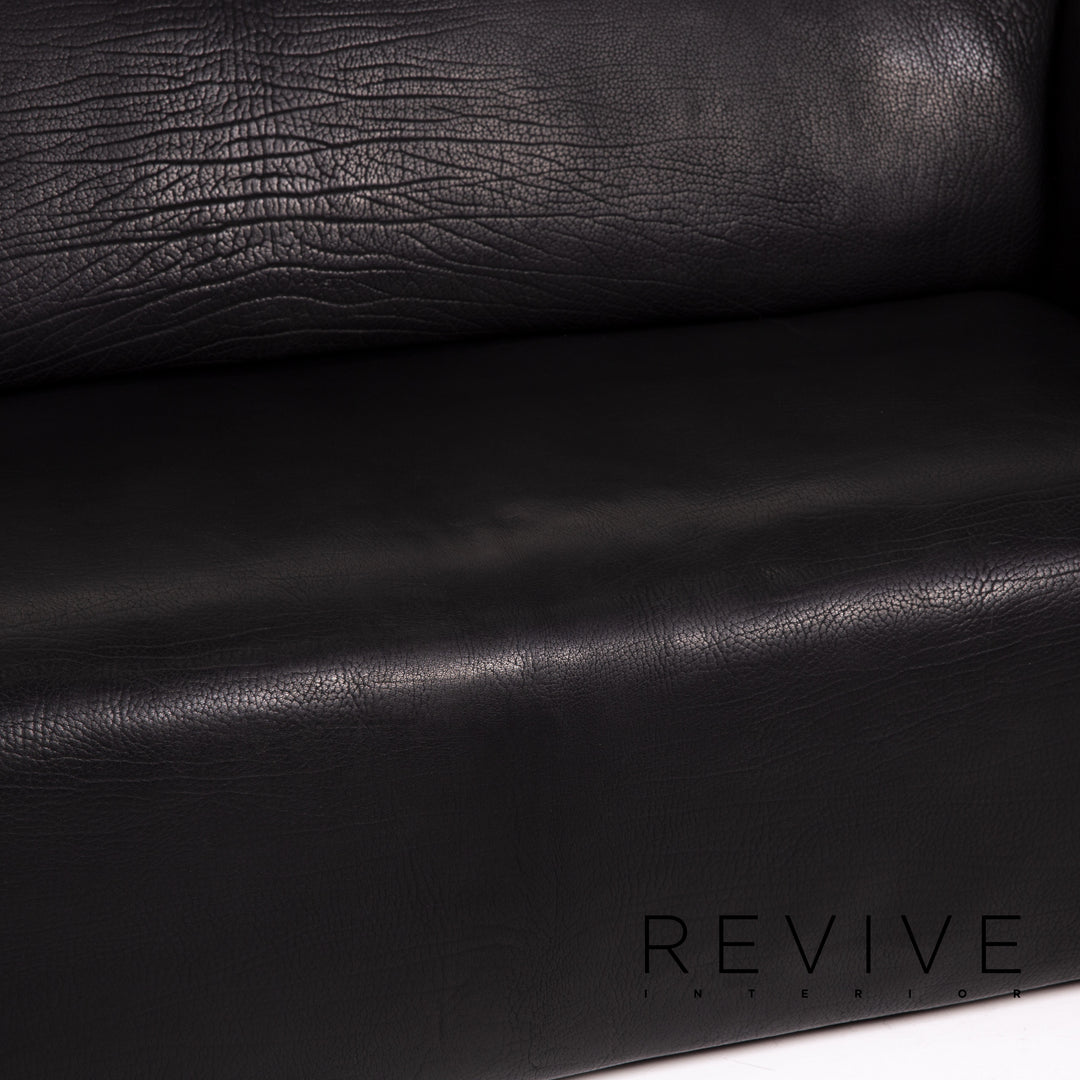 de Sede DS 47 Leder Sofa Schwarz Dreisitzer Couch #15286