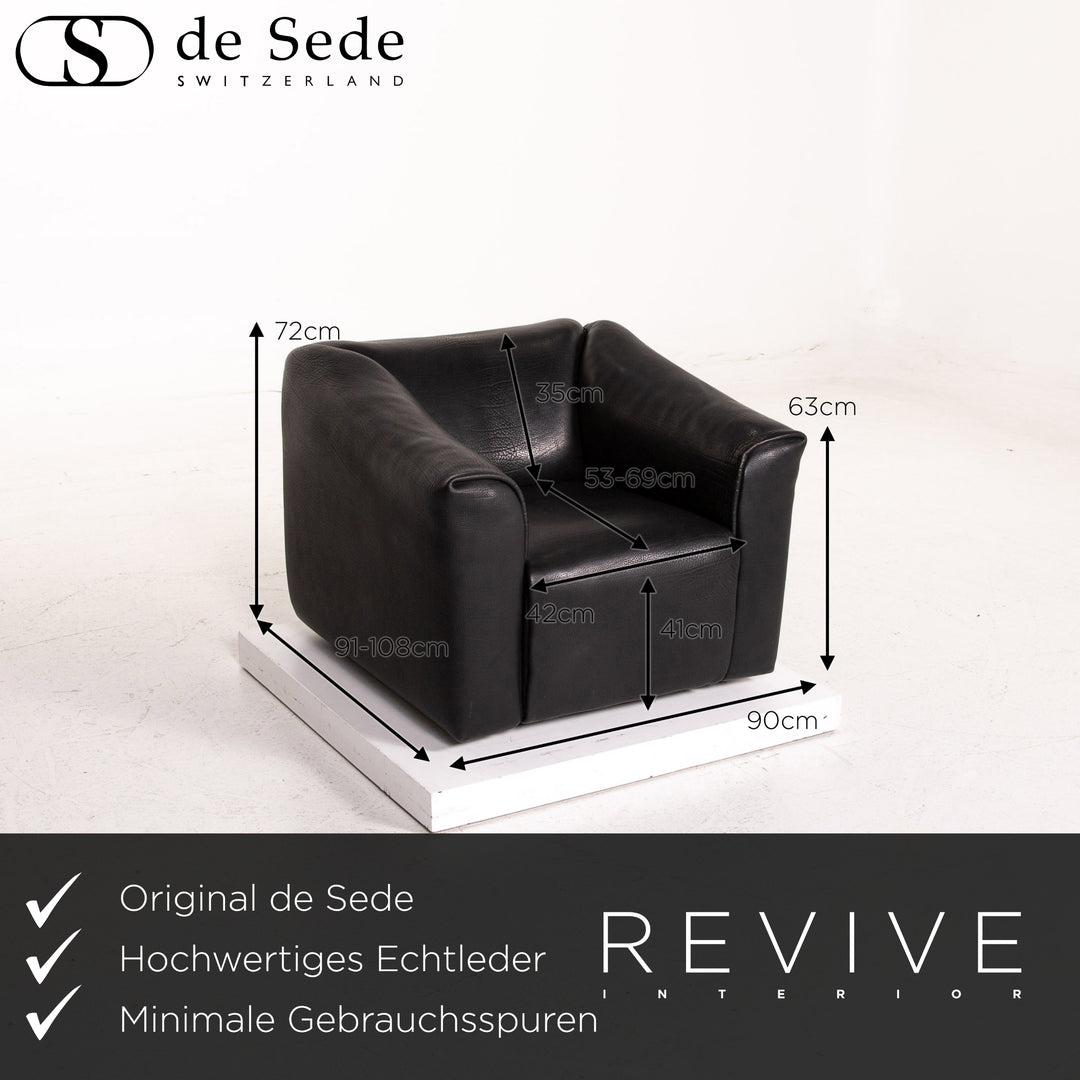 de Sede DS 47 Leder Sofa Schwarz Dreisitzer Couch #15286