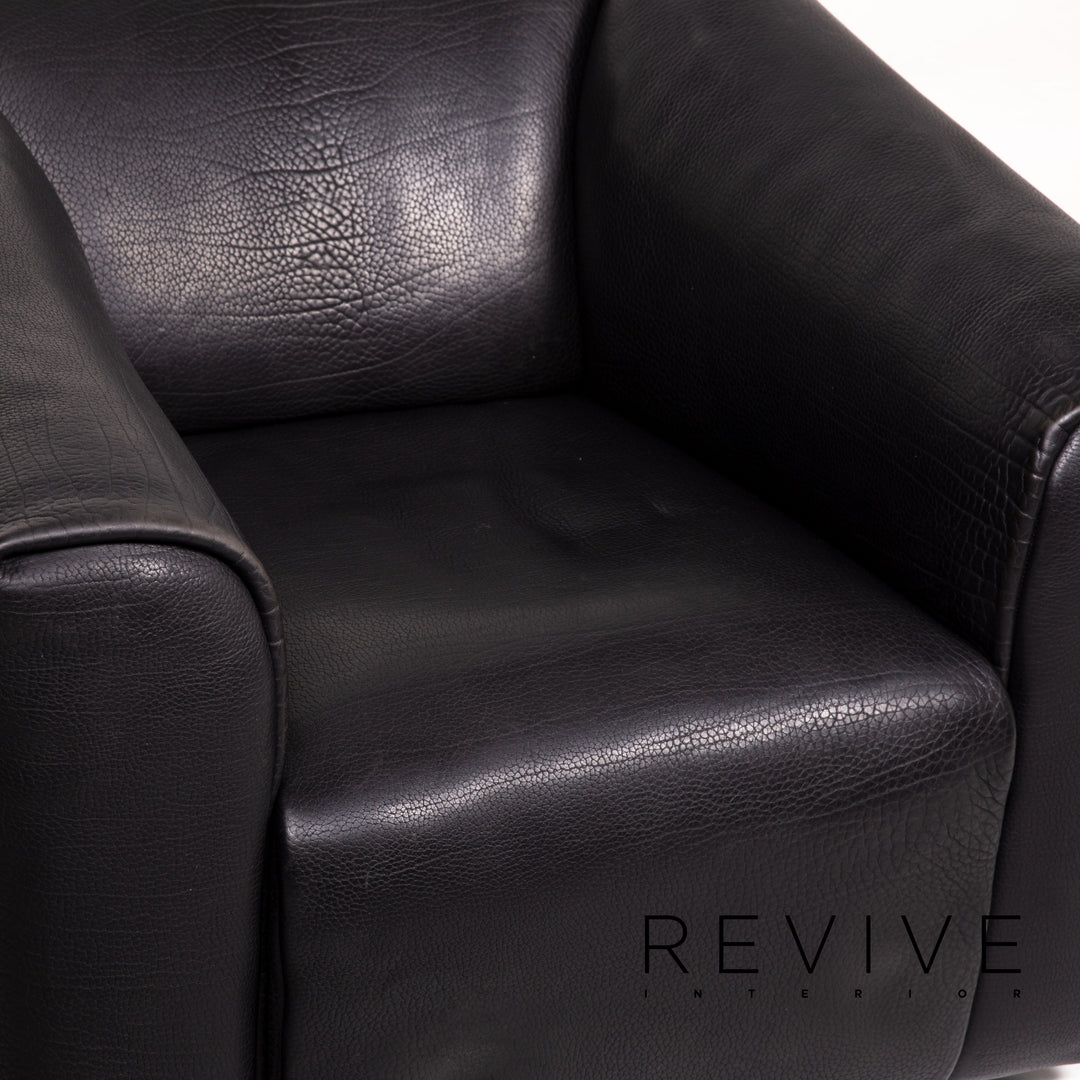 de Sede DS 47 Leder Sofa Schwarz Dreisitzer Couch #15286