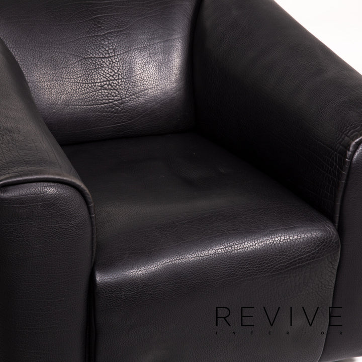 de Sede DS 47 Leder Sofa Schwarz Dreisitzer Couch #15286
