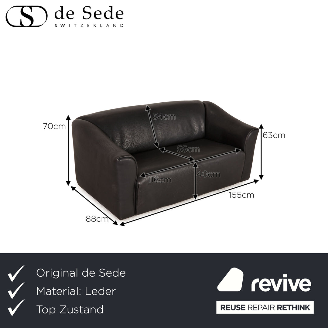 de Sede ds 47 Leder Sofa Schwarz Zweisitzer Couch
