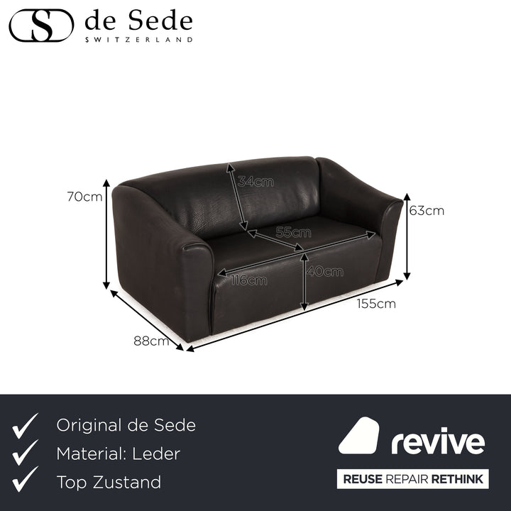de Sede ds 47 Leder Sofa Schwarz Zweisitzer Couch