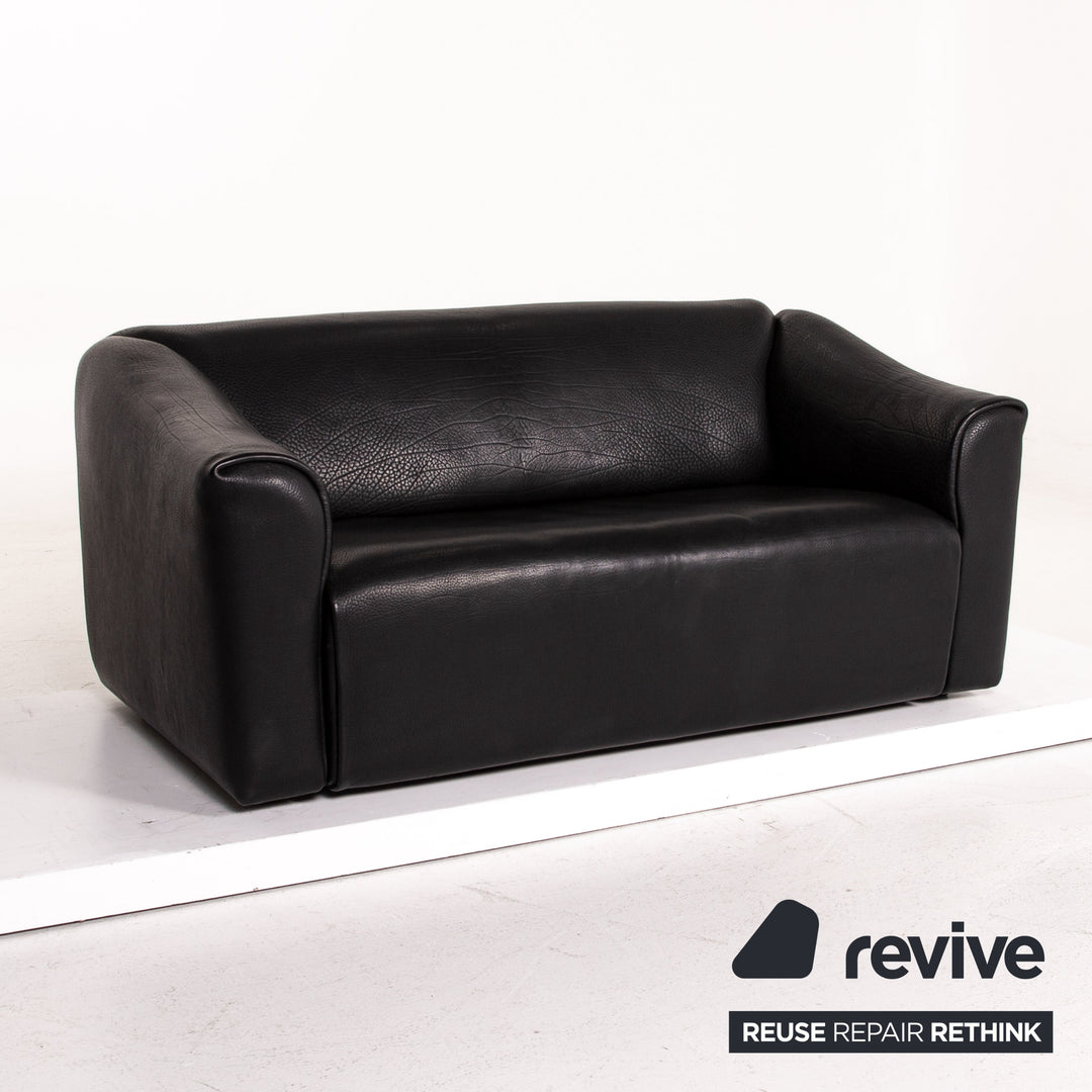 de Sede DS-47 Leather Sofa Black Two-Seater Couch Neckleder