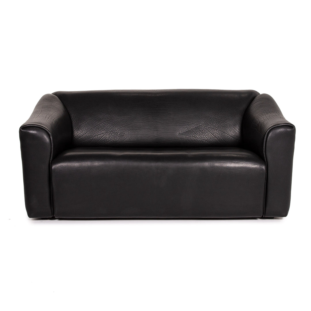 de Sede DS-47 Leather Sofa Black Two-Seater Couch Neckleder