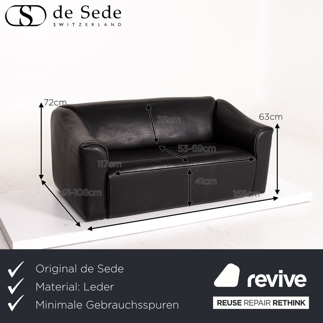 Canapé deux places en cuir noir de Sede DS-47 Neckleder