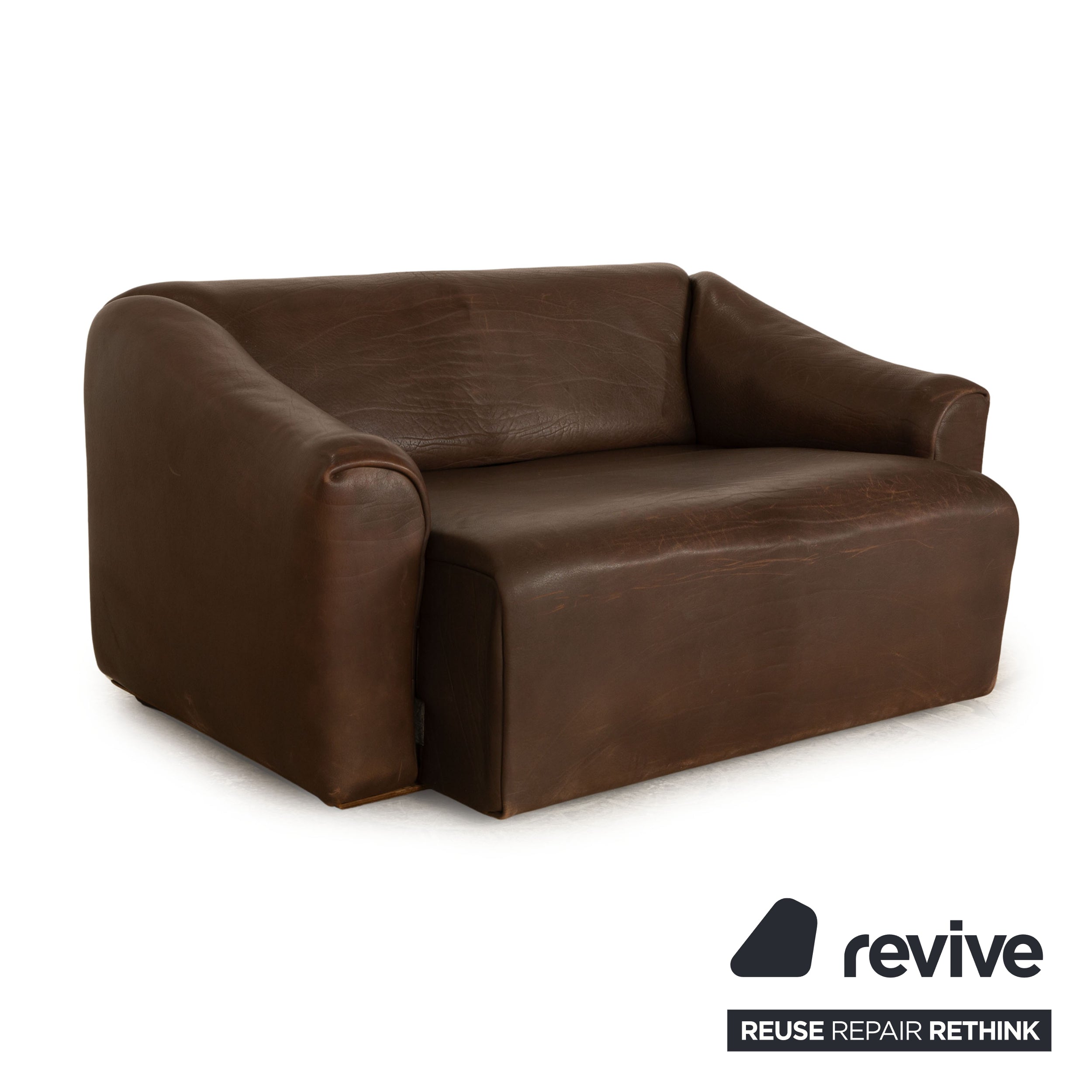 de Sede DS 47 leather two-seater brown sofa couch manual function