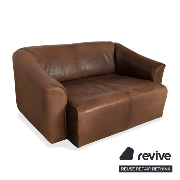 de Sede DS-47 Leder Zweisitzer Braun Cognac Sofa Couch Vintage manuelle Funktion