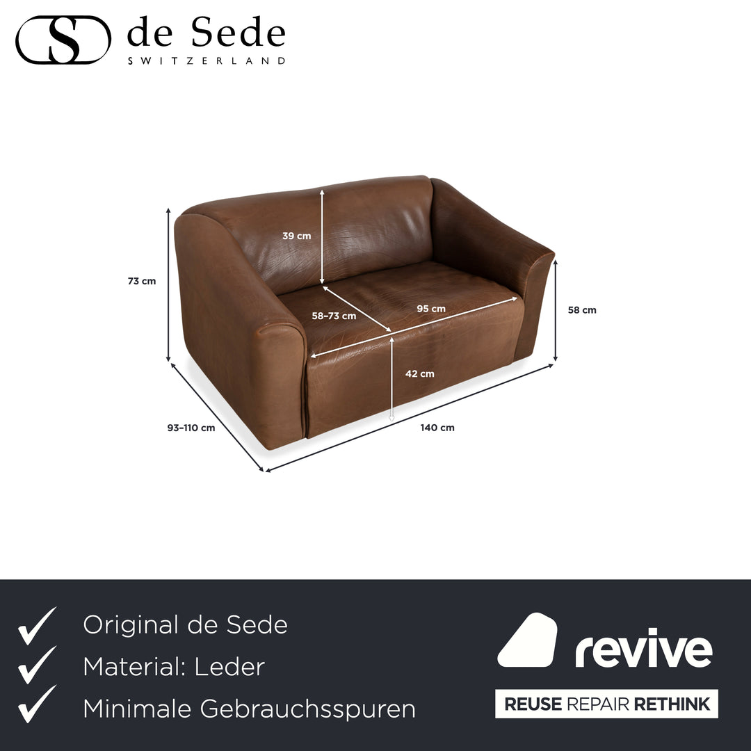 de Sede DS-47 Leder Zweisitzer Braun Cognac Sofa Couch Vintage manuelle Funktion