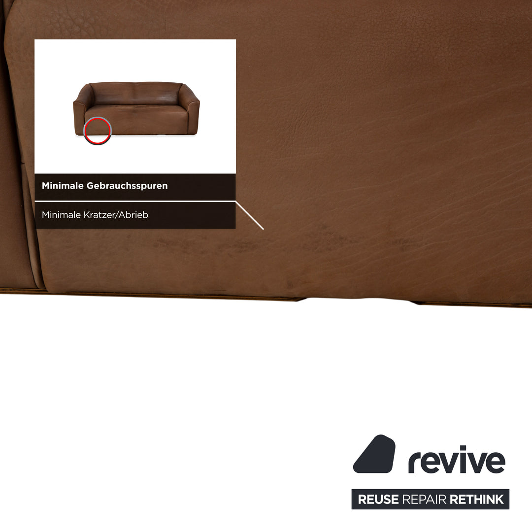 de Sede DS-47 Leather Two-Seater Three-Seater Brown Cognac Sofa Couch Vintage Manual Function