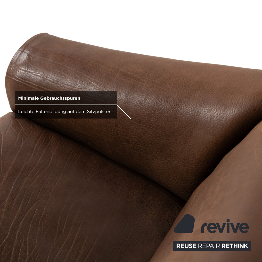 de Sede DS-47 Leather Two-Seater Three-Seater Brown Cognac Sofa Couch Vintage Manual Function