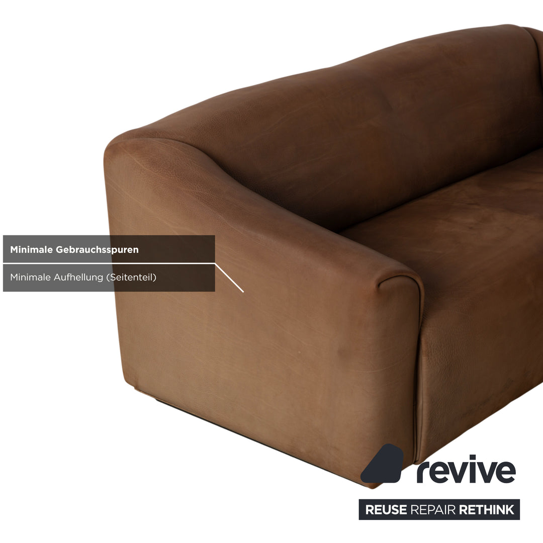 de Sede DS-47 Leder Zweisitzer Dreisitzer Braun Cognac Sofa Couch Vintage manuelle Funktion