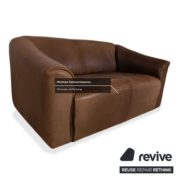de Sede DS-47 Leder Zweisitzer Dreisitzer Braun Cognac Sofa Couch Vintage manuelle Funktion