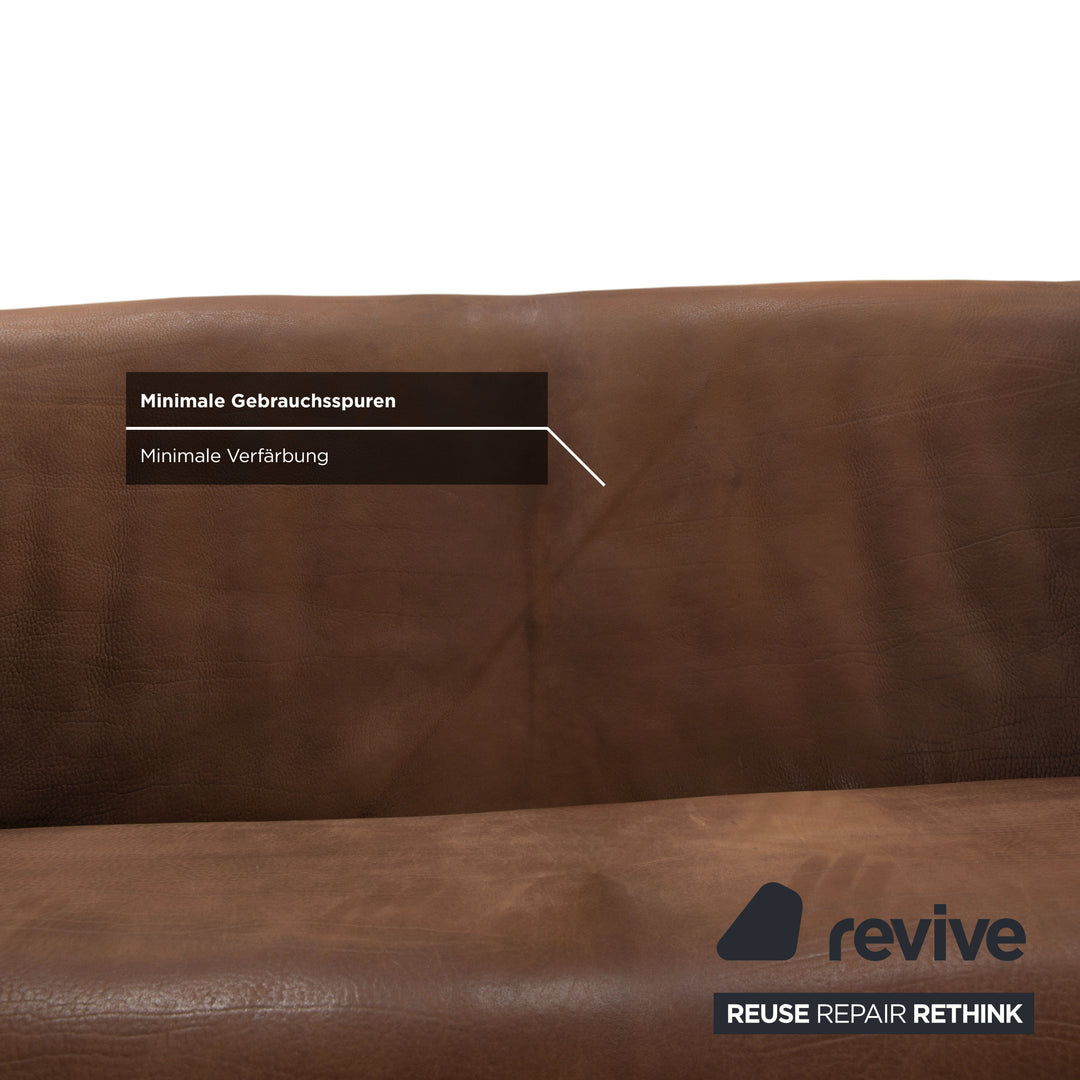 de Sede DS-47 Leather Two-Seater Three-Seater Brown Cognac Sofa Couch Vintage Manual Function