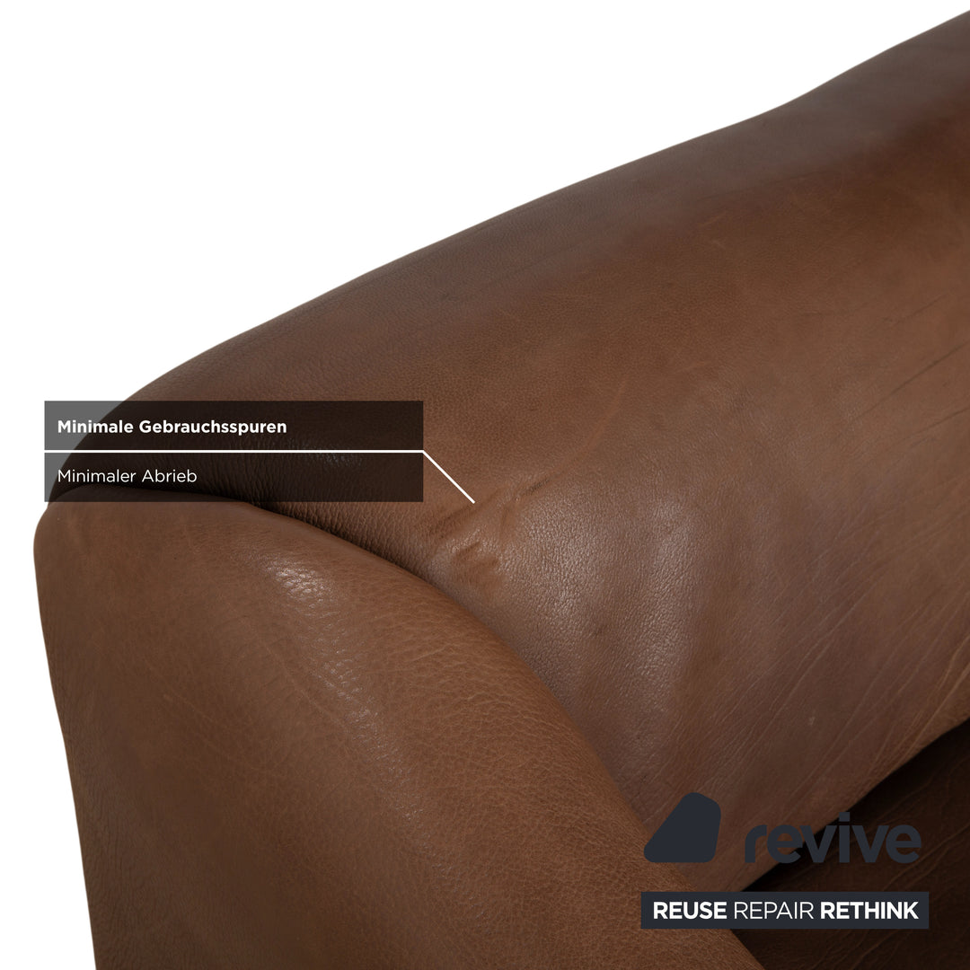 de Sede DS-47 Leder Zweisitzer Dreisitzer Braun Cognac Sofa Couch Vintage manuelle Funktion