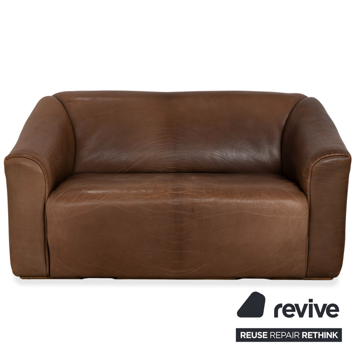 de Sede DS-47 Leather Two-Seater Three-Seater Brown Cognac Sofa Couch Vintage Manual Function