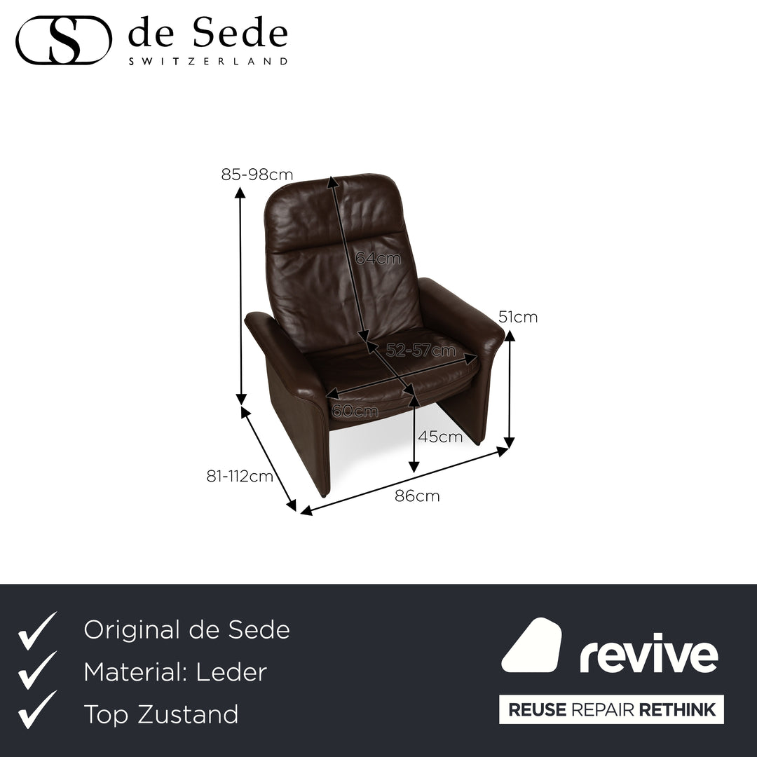 de Sede DS 50 Leather Armchair Brown Manual Function