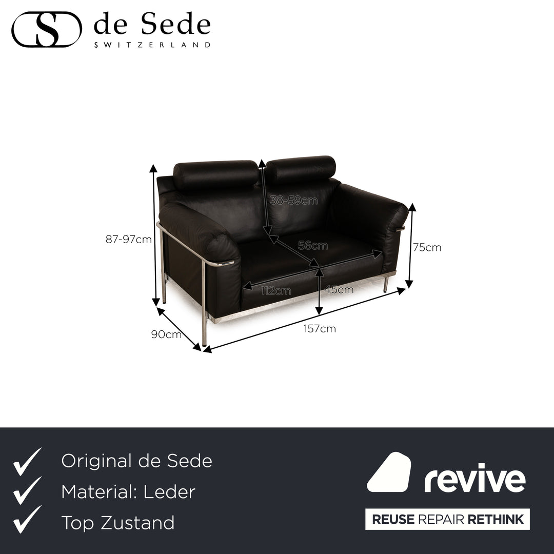 de Sede DS 560 cuir deux places noir avec appuie-tête Canapé Bauhaus