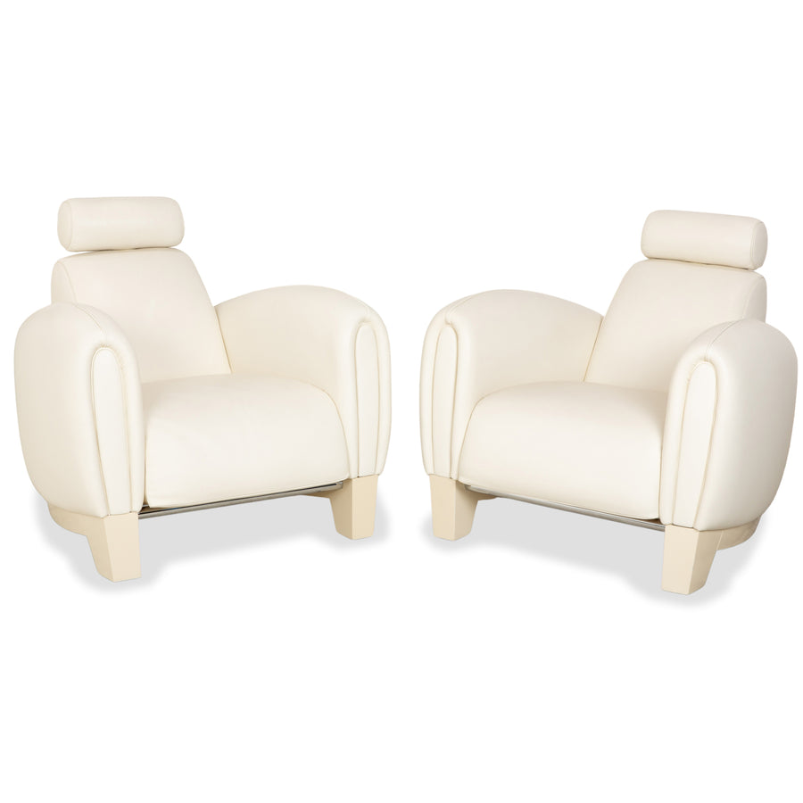 de Sede DS-57 Leder 2x Sessel Creme Weiß Beige manuelle Funktion
