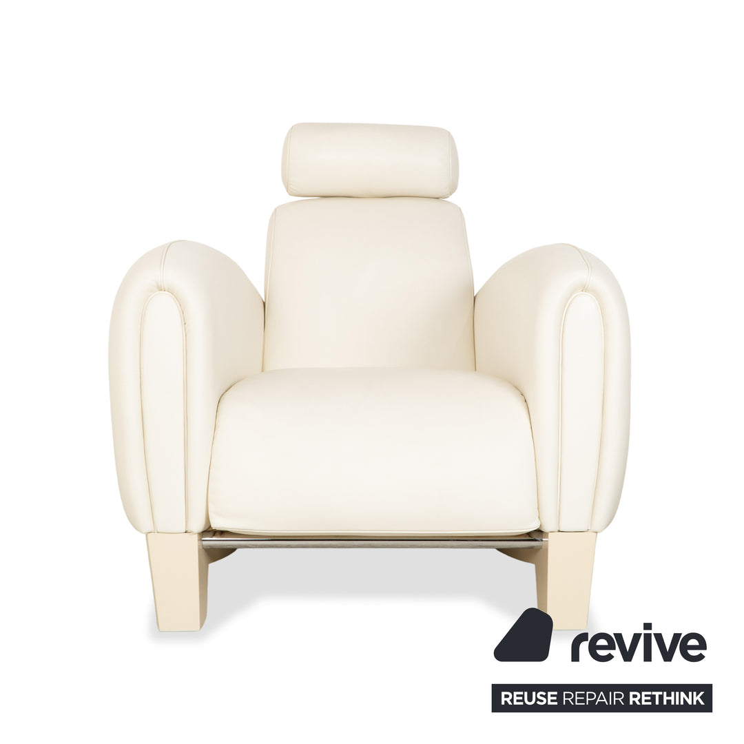 de Sede DS-57 Leder 2x Sessel Creme Weiß Beige manuelle Funktion
