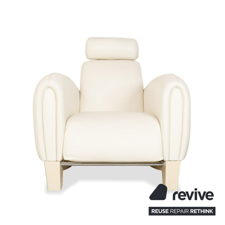 de Sede DS-57 Leder 2x Sessel Creme Weiß Beige manuelle Funktion