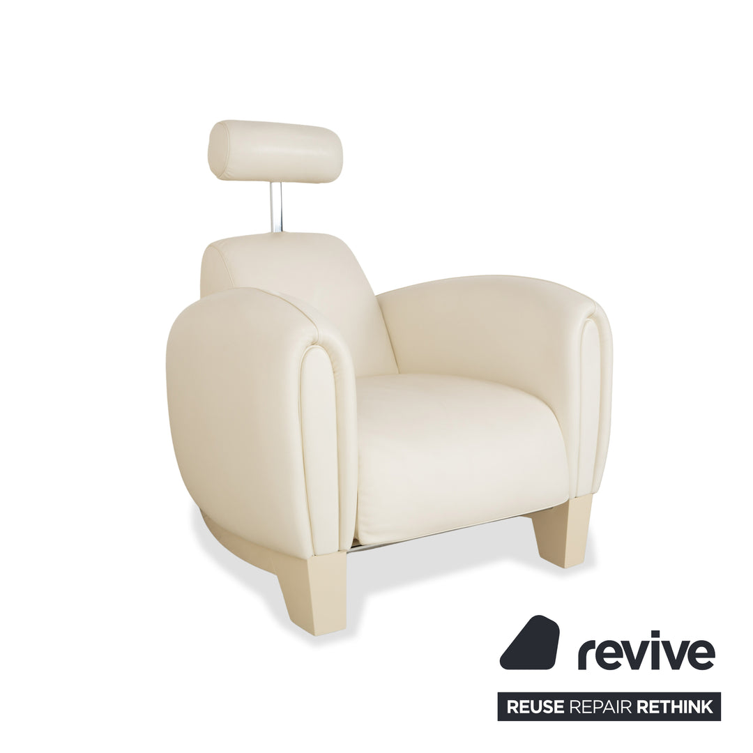 de Sede DS-57 Leder 2x Sessel Creme Weiß Beige manuelle Funktion