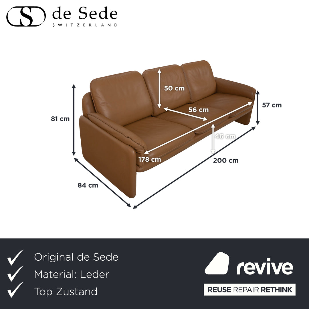 de Sede DS-61 Leder Dreisitzer Sofa Braun Beige Couch