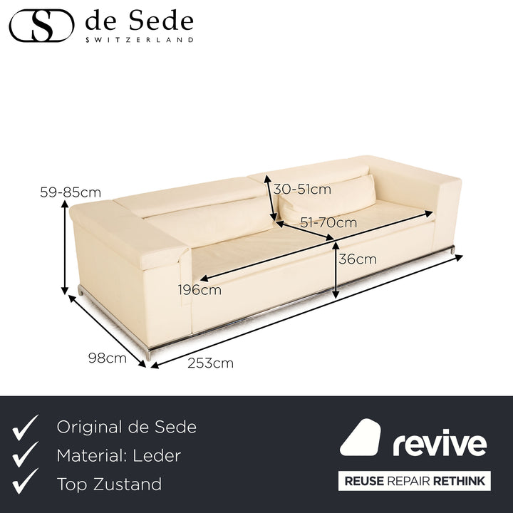 de Sede DS 7 Leder Dreisitzer Sofa Couch Creme Funktion