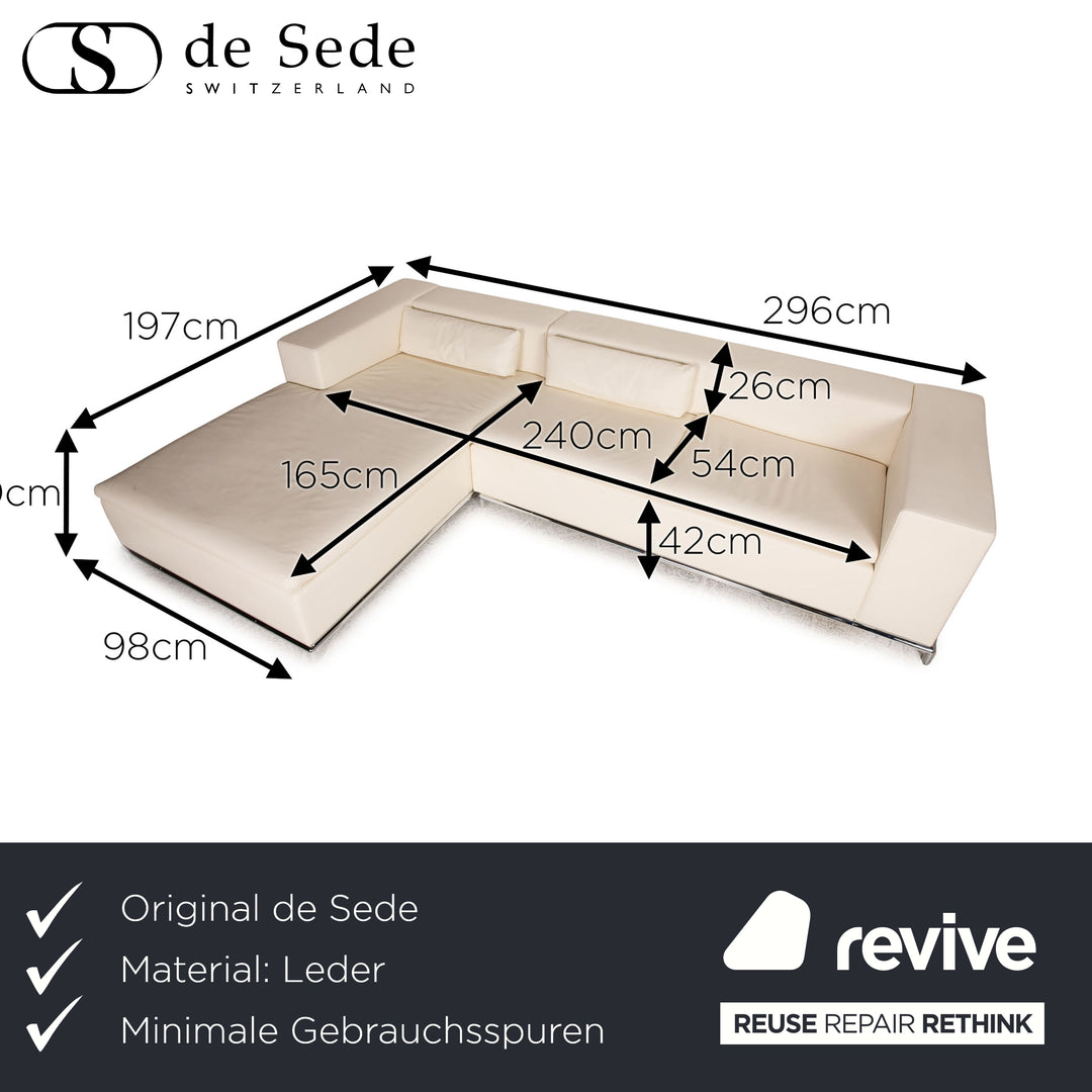 de Sede DS 7 Leder Sofa Creme Ecksofa Couch Recamiere links