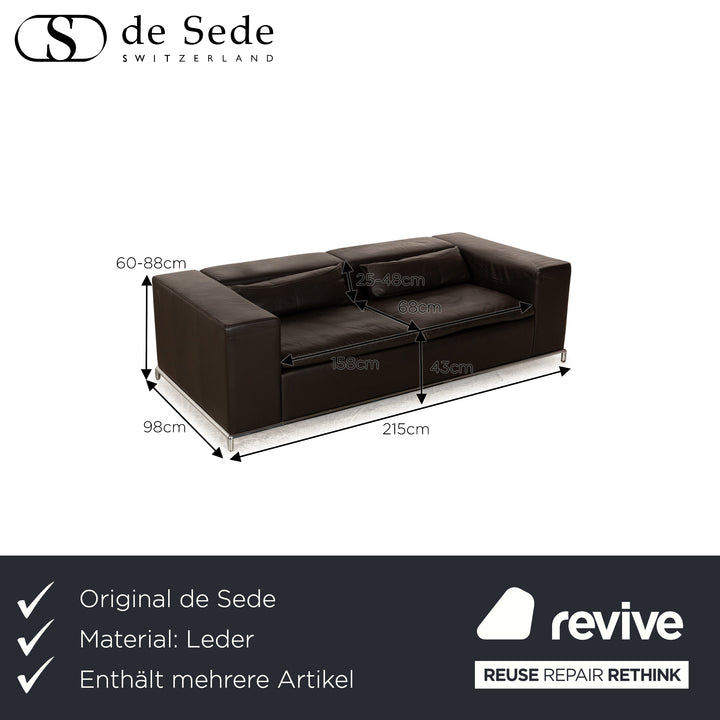 de Sede DS 7 Leder Sofa Garnitur Braun manuelle Funktion Dreisitzer Hocker Couch