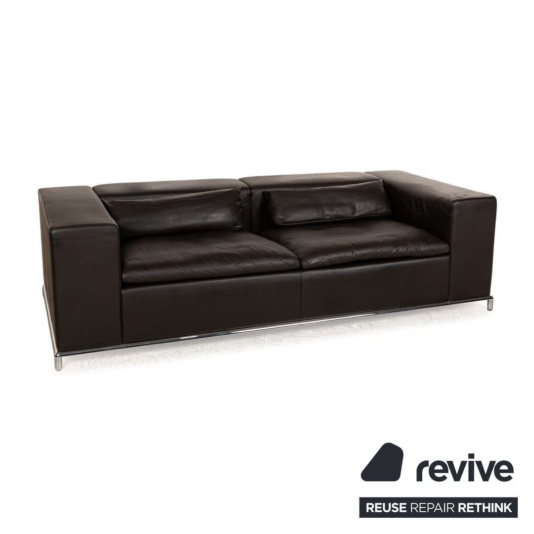 de Sede DS 7 Leder Sofa Garnitur Braun manuelle Funktion Dreisitzer Hocker Couch