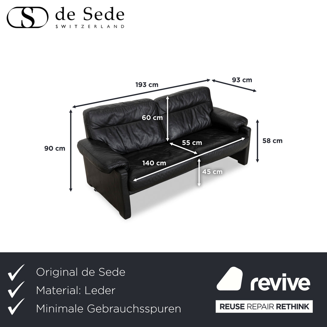De Sede DS-70 Leather Three-Seater Black Sofa Couch