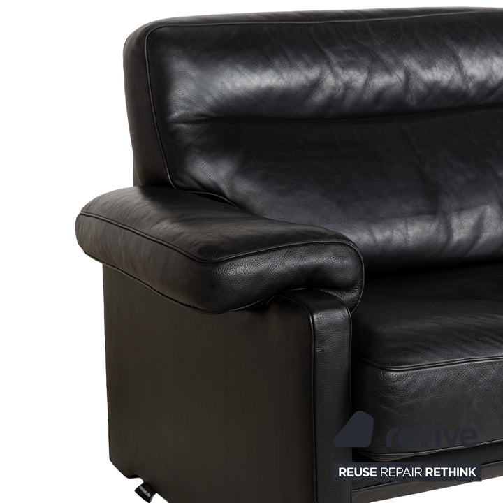 Canapé trois places en cuir noir De Sede DS-70