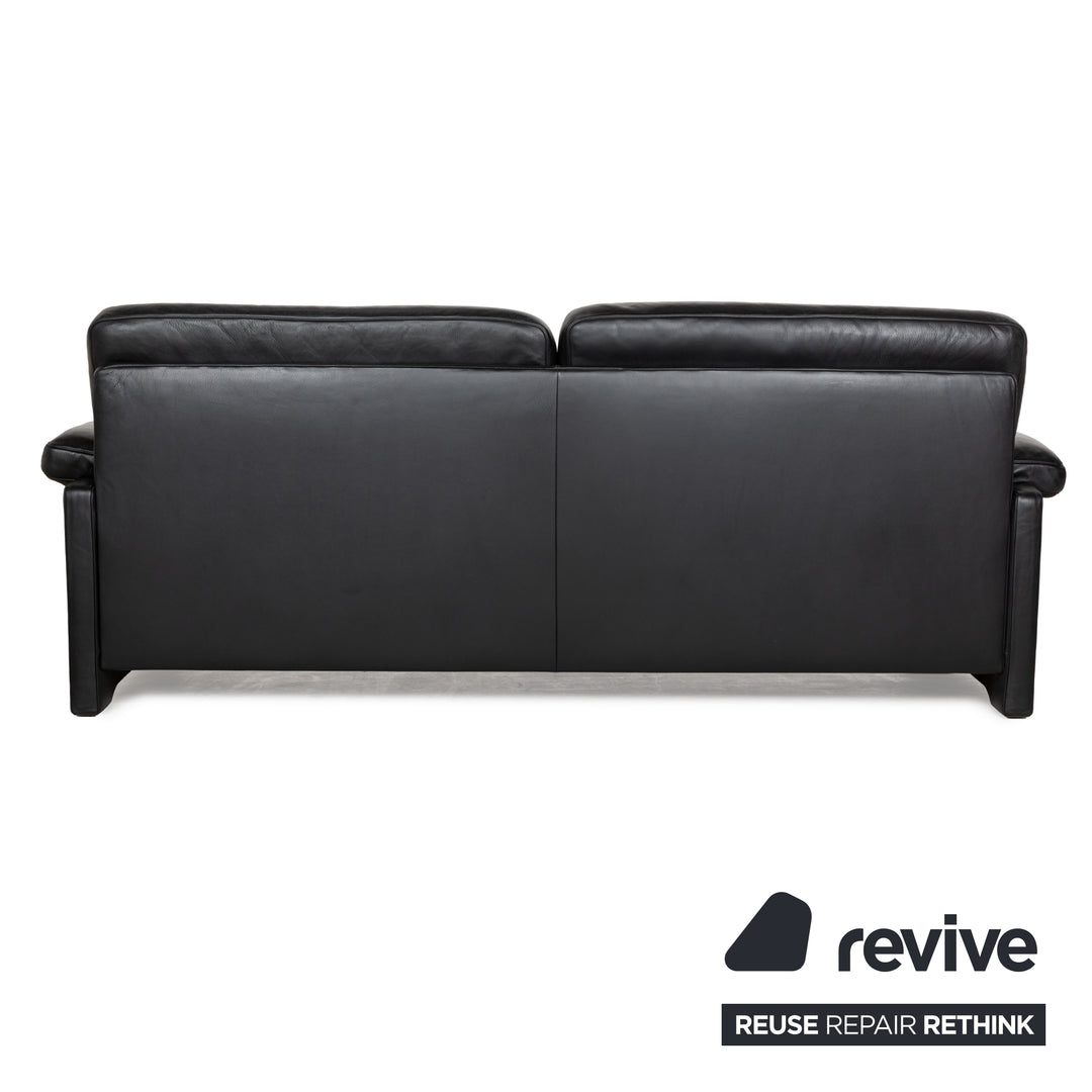 Canapé trois places en cuir noir De Sede DS-70