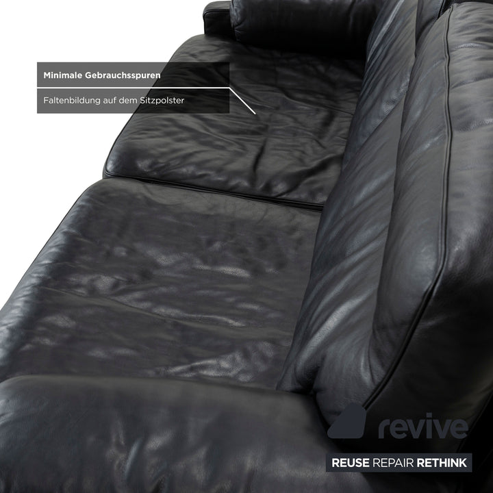 De Sede DS-70 Leather Three-Seater Black Sofa Couch