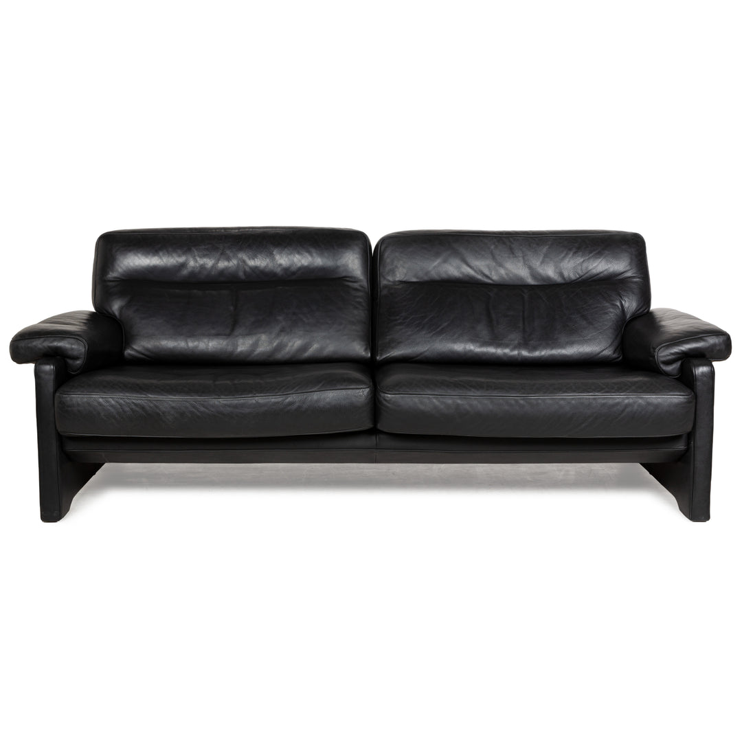 Canapé trois places en cuir noir De Sede DS-70