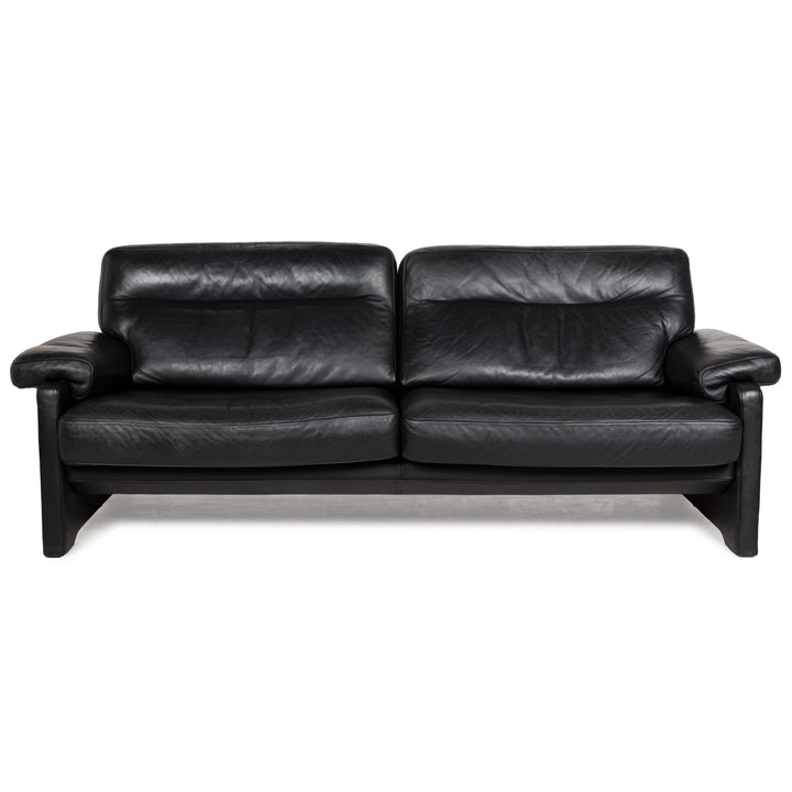 Canapé trois places en cuir noir De Sede DS-70