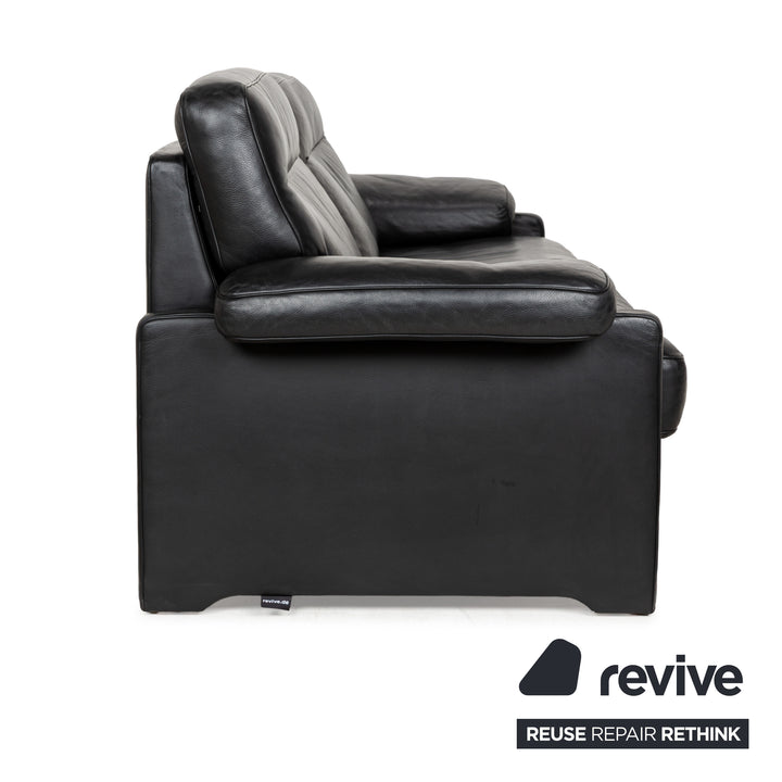 Canapé trois places en cuir noir De Sede DS-70