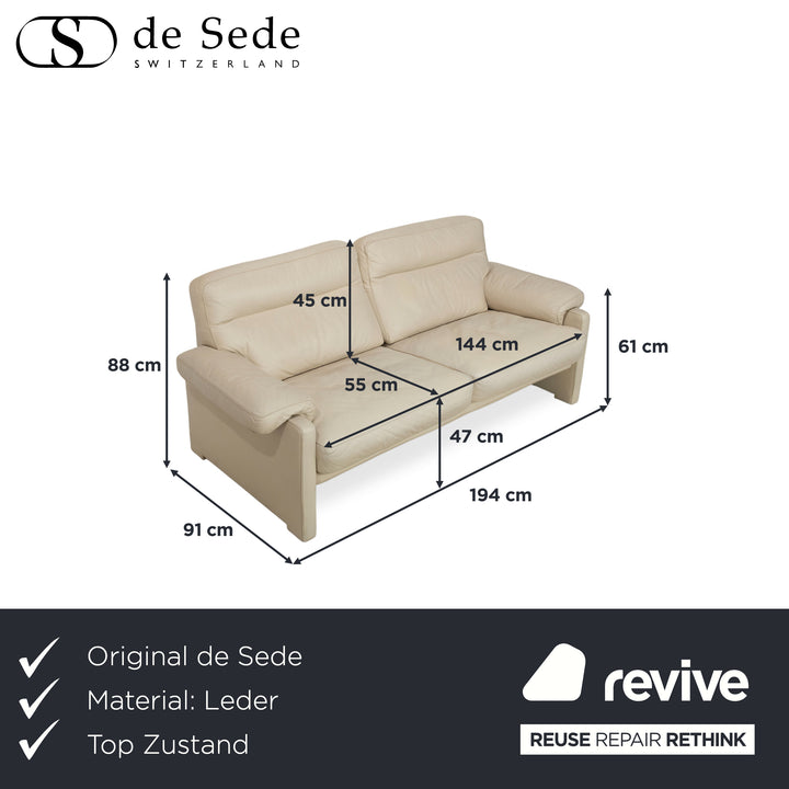 de Sede DS 70 Leder Sofa Creme Beige Grau Dreisitzer Couch