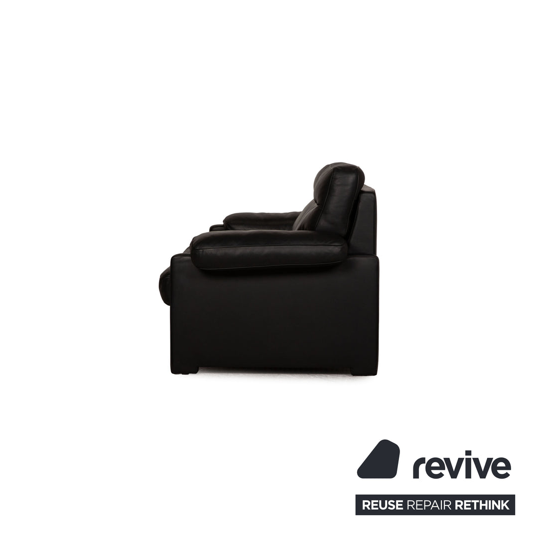 de Sede DS 70 Leder Sofa Garnitur Schwarz Dreisitzer Zweisitzer Sofa Couch