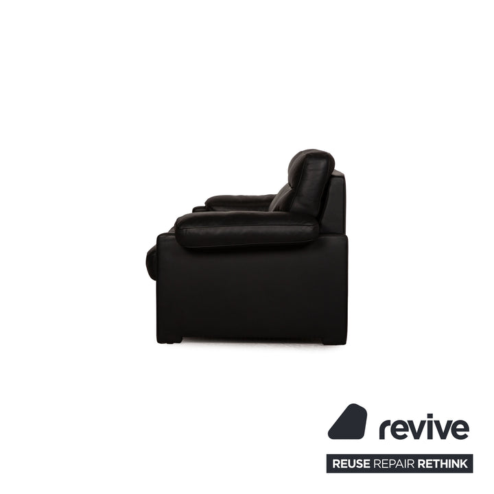 de Sede DS 70 Leder Sofa Garnitur Schwarz Dreisitzer Zweisitzer Sofa Couch